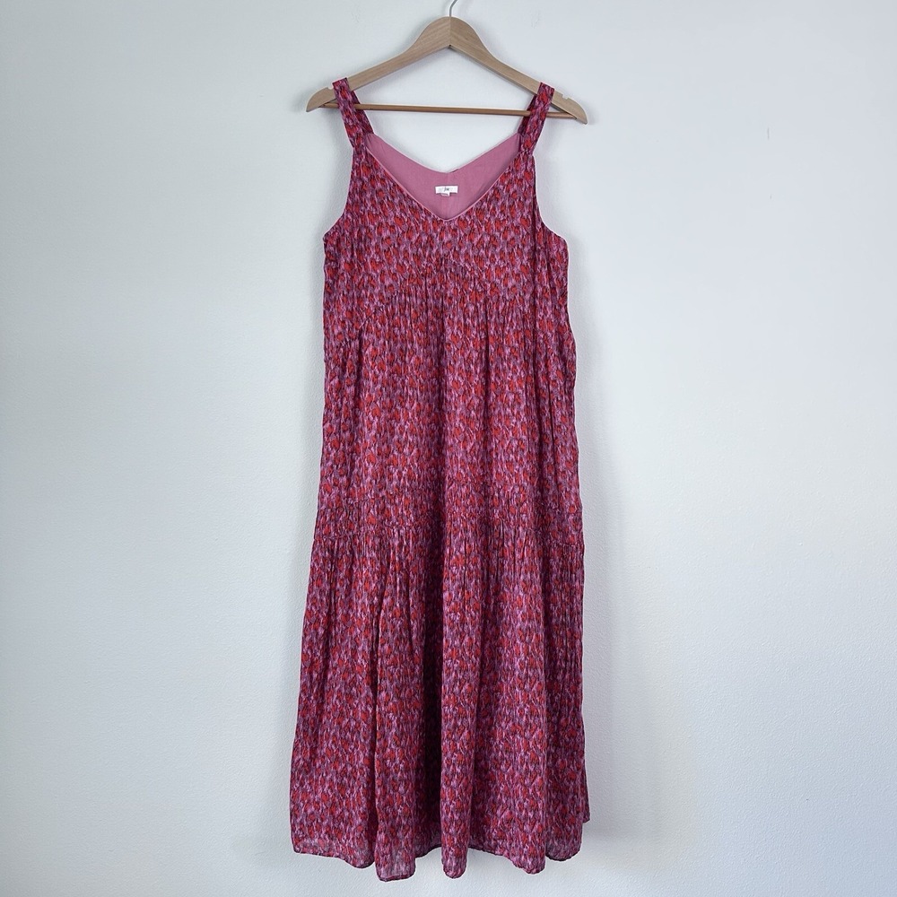 Joie Dress Medium Bondi Maxi Tiered Cottagecore Beach Boho Nap Dress Orange Pink